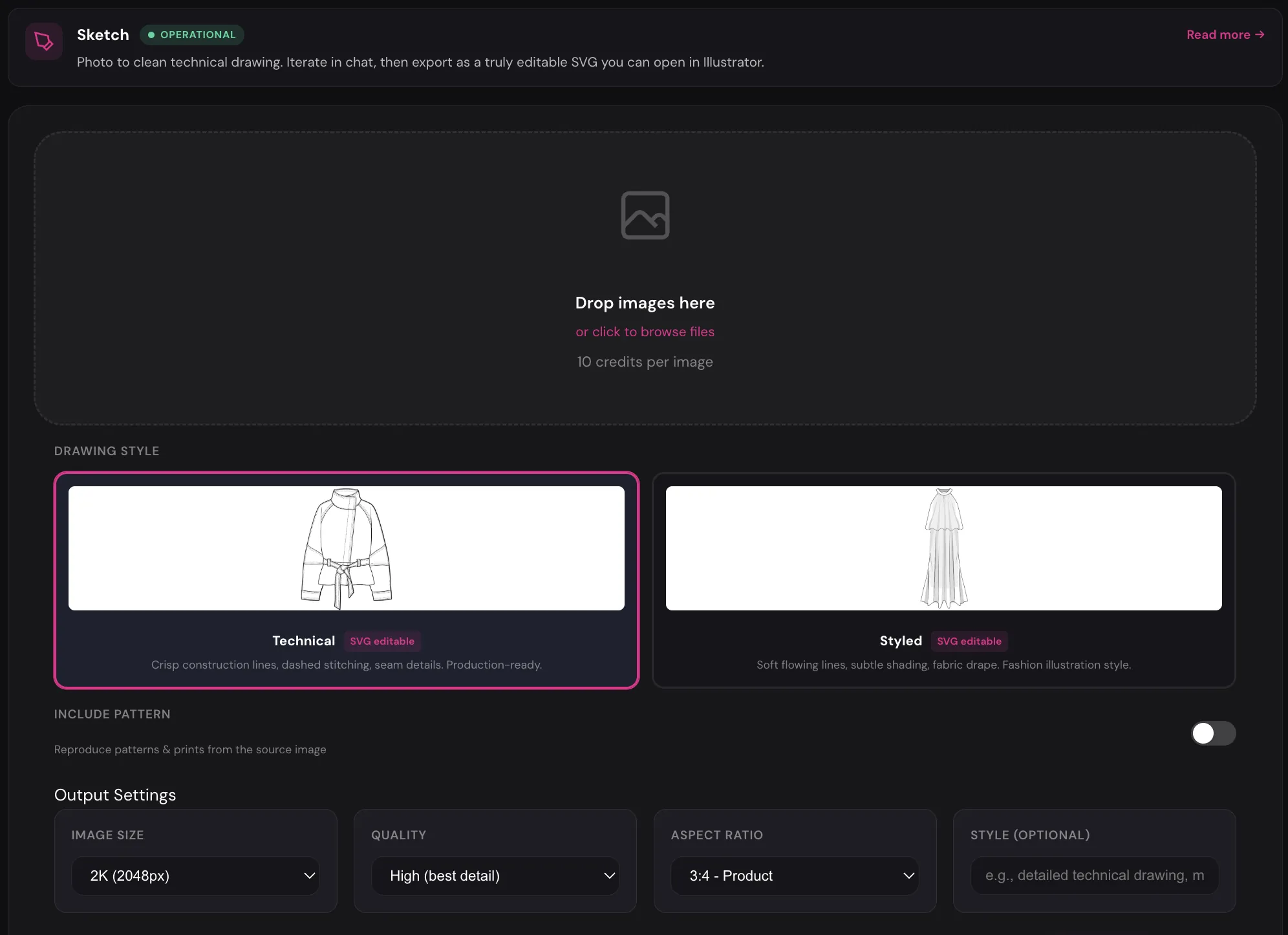 The Sketch module dashboard view